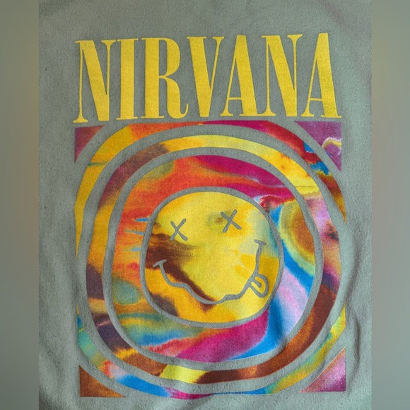 UO Urban Outfitters Nirvana Green Graphic Unisex L/XL - Picture 2 of 5